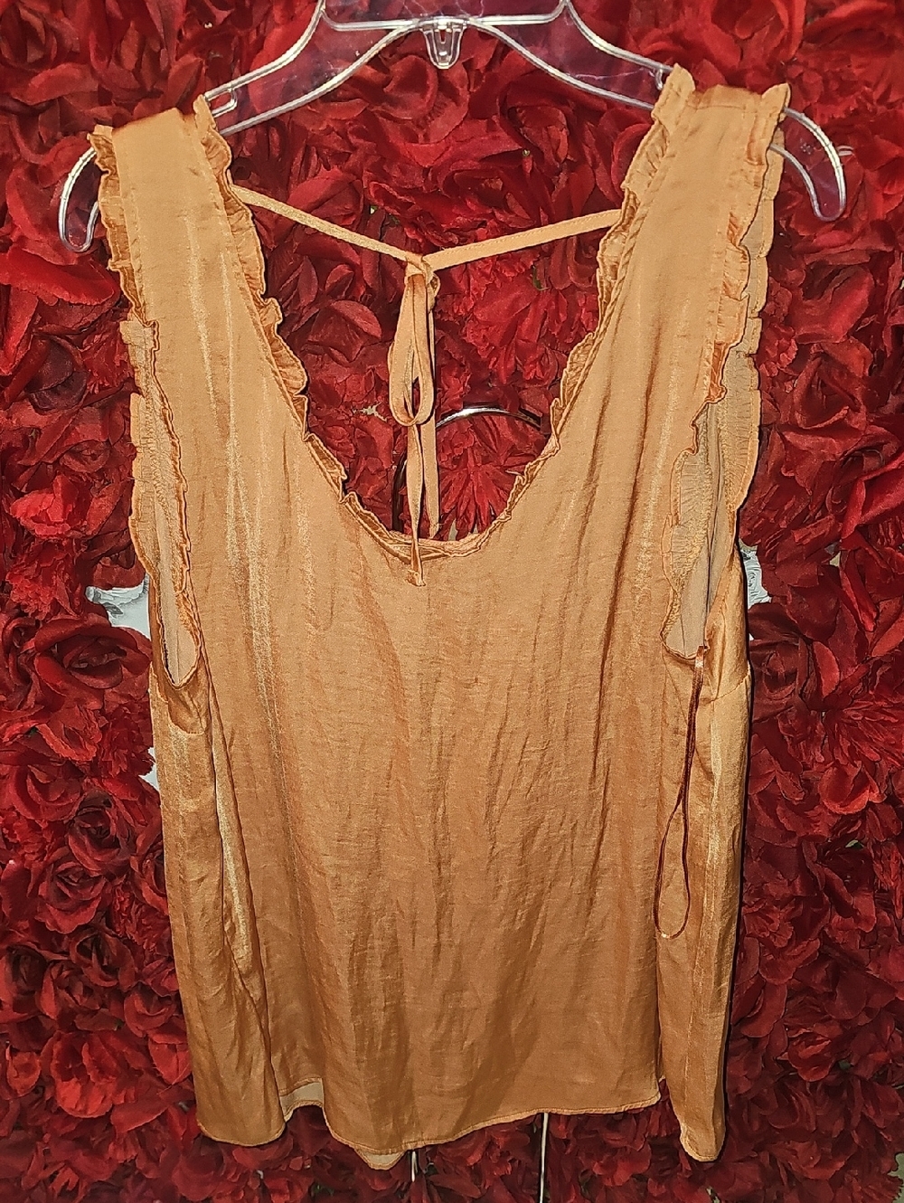 LC Lauren Conrad Rust Orange Ruffle Strap Tank Top SizevXlarge
